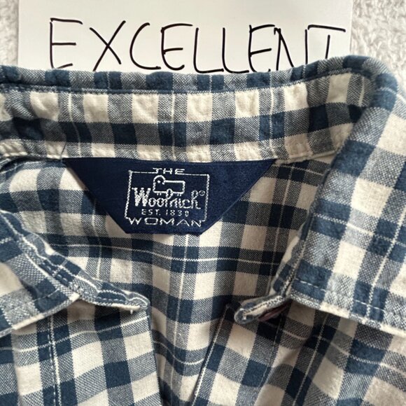 Woolrich Women Blue White Plaid Button-Down Shirt Long Sleeve Casual Lightweight - Picture 3 of 6